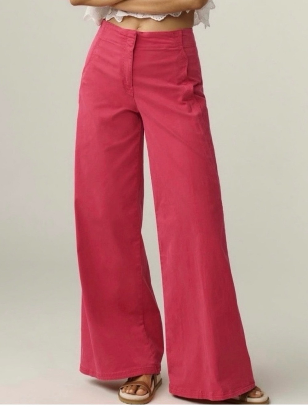 Maeve Wide-Leg Scalloped Edge in Rose Pink